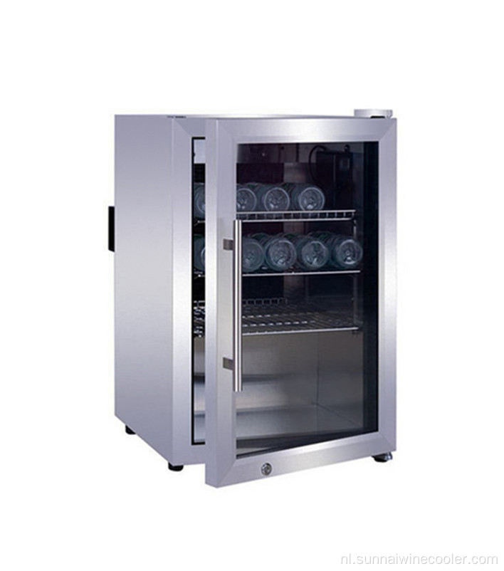 Roestvrijstalen staalbalk koelkast met glazen deur