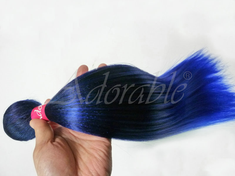 cheap factory price ombre two tone colored straight synthetic hair weave, soft diana synthetic yaki hair pieces raw material