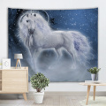 Witte eenhoorns wandtapijt Galaxy muur opknoping dier blauwe wandtapijten voor woonkamer slaapkamer Home Dorm Decor