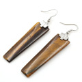 Healing Tiger Eye Drop Earrings Geometric Rectangle Gemstone Dangle Ear Jewelry for Women Girls