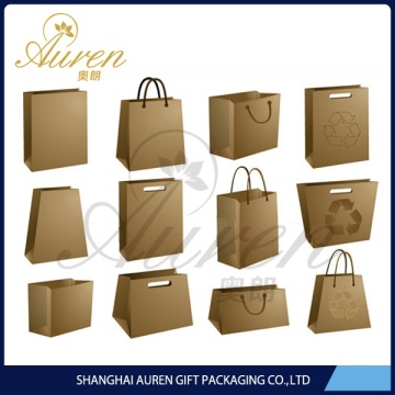 Flat shipping plain cheap brown paper bags with handles