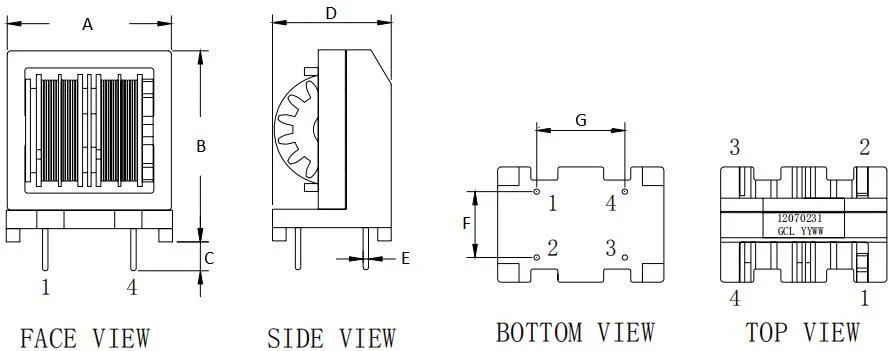Horizontal Common Mode Choke Inductor Uu10.5 Uu9.8 Core Line Filter for Compact Fluorescent Lamp