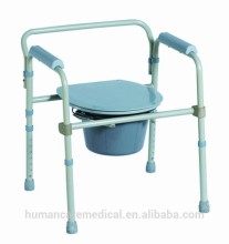 Steel folding commode wheelchair