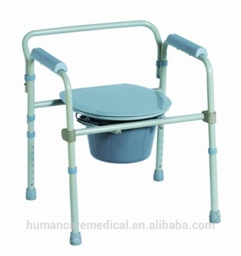 Steel folding commode wheelchair