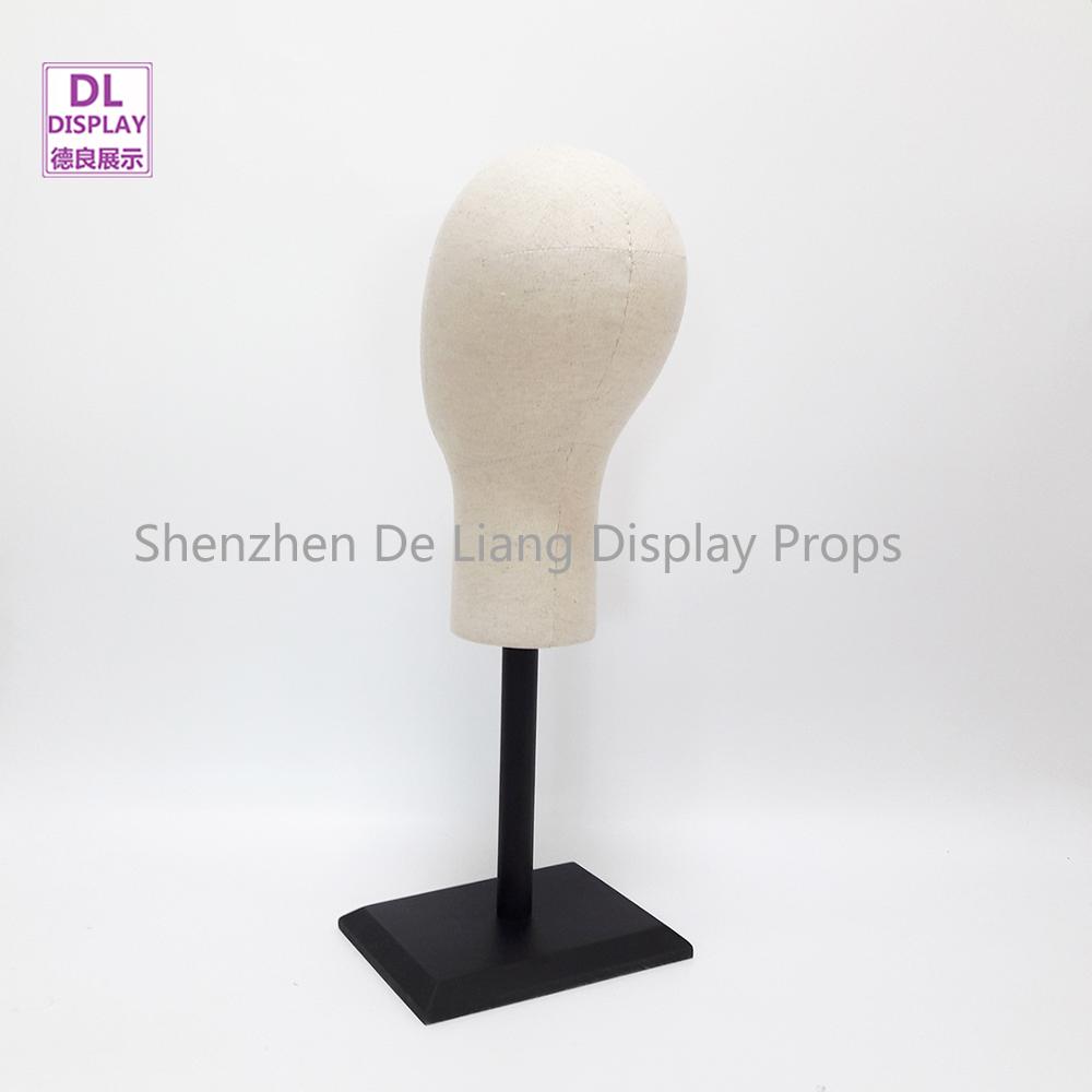 NEW DL170721 Grey linen fabric egg head mannequin for window display hat sunglass fabric torso with black wooden square bases