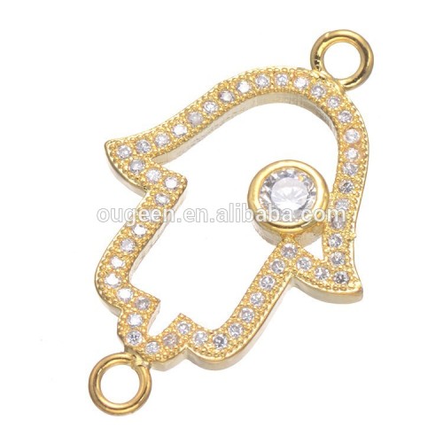 2016 gold hamsa bracelet charm tiny Micro-inserts zircon hamsa