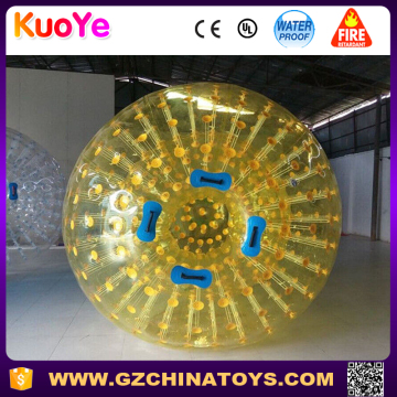 yellow zorb inflatable ball with safety harness