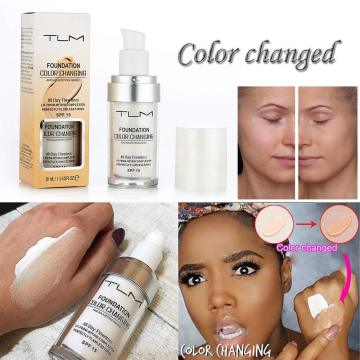 TLM Flawless Colour Changing Warm Skin Tone Foundation Makeup Base Nude Face Moisturizing Liquid Cover Concealer White