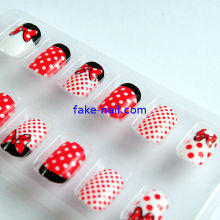 Arcylic Fingers Nail Tips , Half Nail Tips , Polka Dot Fake Nails