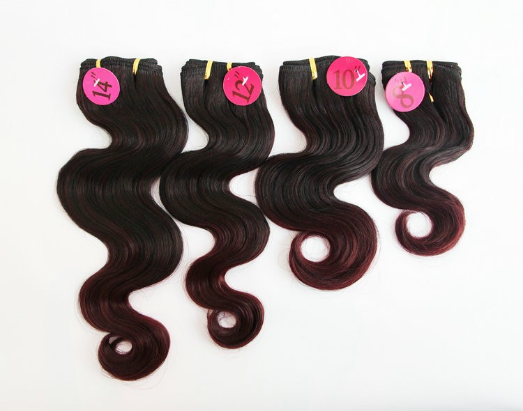 Cheap wholesale top quality Adorable QUTTRO INDIAN CURL 4pcs premium artifical hair weft,two tone body wave synthetic fiber hair