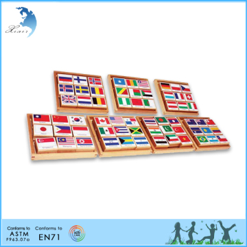 Kindergarden early teaching montessori kids wooden flag toy