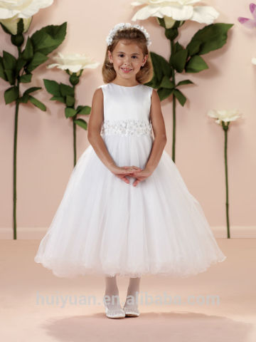 white flower satin tulle baby wedding gown child dress