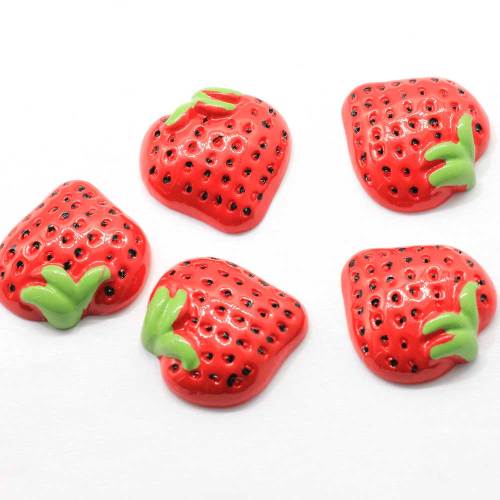 Super Quality Sweet Strawberry Shaped 100pcs/bag Flatback Resin Cabochon For DIY Ornaments Craft Decor Beads