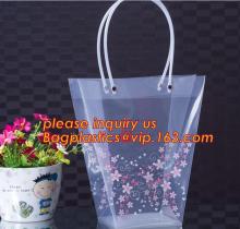 flower carry bags, potted plant bags, plant carry bags, Custom Clear Plastic PP Trapezidal Rectangular Flower Package Bags