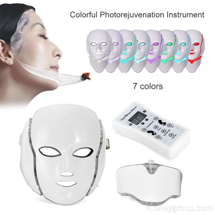 Maschera led terapia 7 colori Luce per la pelle