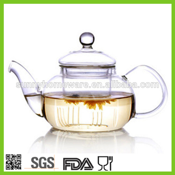 clear pyrex blooming glass teapot with strainer