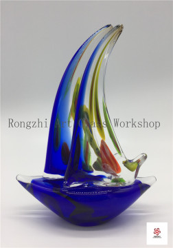 Double Sailing Boat Glass Sculpture