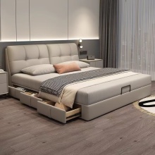 Leather Modern King Size Bedroom Furniture Set with Storage