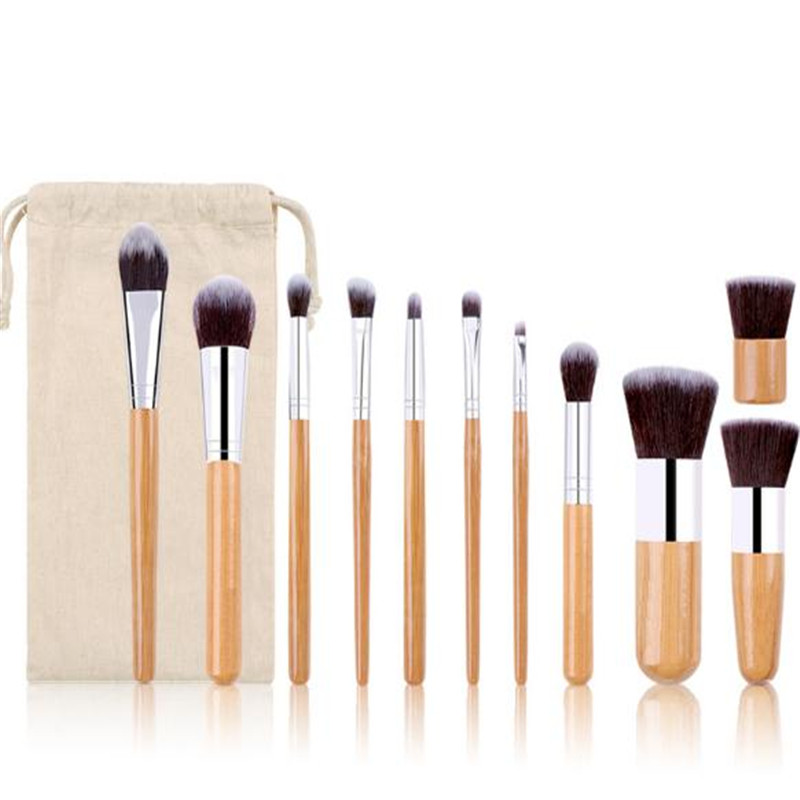 11 bamboo handle makeup brush set eye shadow brush beauty tools