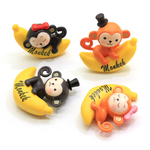 Good Quality Resin Lovely Little Monkey on Banana Figurines Decorative Home Ornament