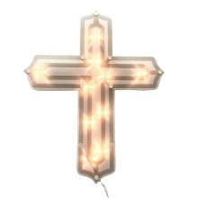 UL Certified 14-inch Lighted Religious Cross Easter Window Silhouette Decoration