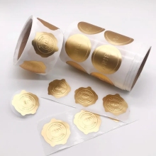 Printing Custom Adhesive Gold Foil Embossed Logo Label Sticker Roll