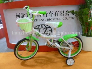 Princess style green bicycle hot selling 4 wheel training wheel girl model bicycle