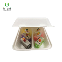 Disposable Sugarcane Bagasse 8'' 2-Compartment Clamshell