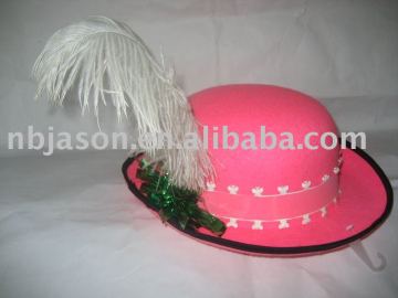 Felt hat for woman / hat with feather / 50s' hat for woman