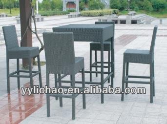 rattan bar chair and table