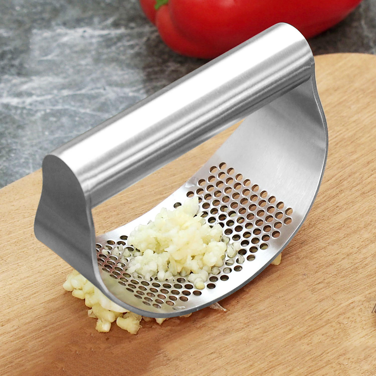 Multi-function Manual Garlic Press Curved Garlic Grinding Slicer Chopper Stainless Steel Garlic Presses Cooking Gadgets Tool