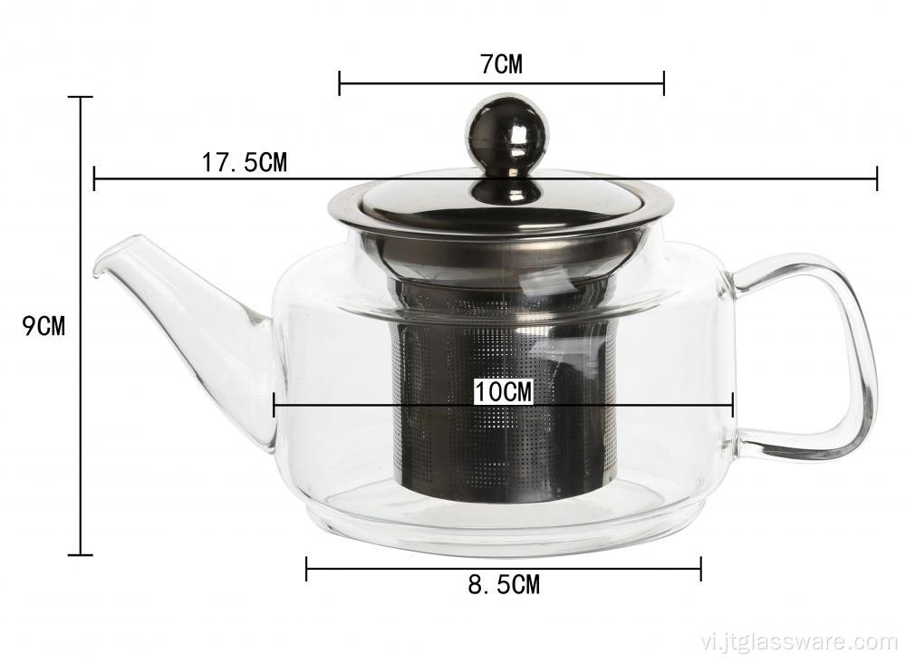 Ấm trà thủy tinh lọc thủ công 400ml cho trà