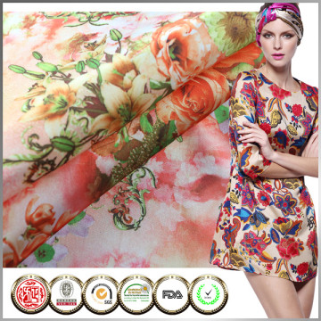 Top quality Poly Cheap floral printed satin fabric