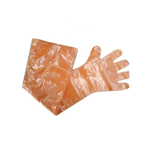 Disposable Long Arm Orange Veterinary Gloves PE