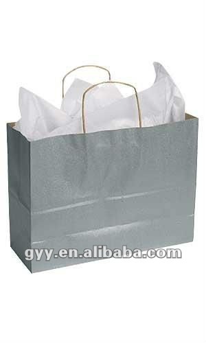 Metallic Silver Paper Shopping Bags
