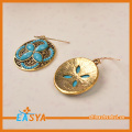 Mode emas kristal Rhinestone putaran Disc pesona Earrings