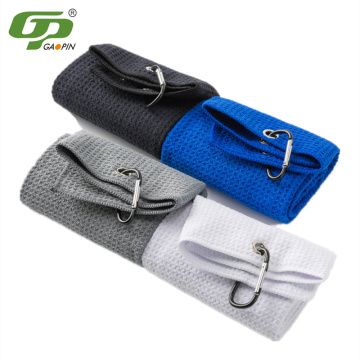 Tri-Fold Waffle Golf Handduk Premium Microfiber Fabric Handduk