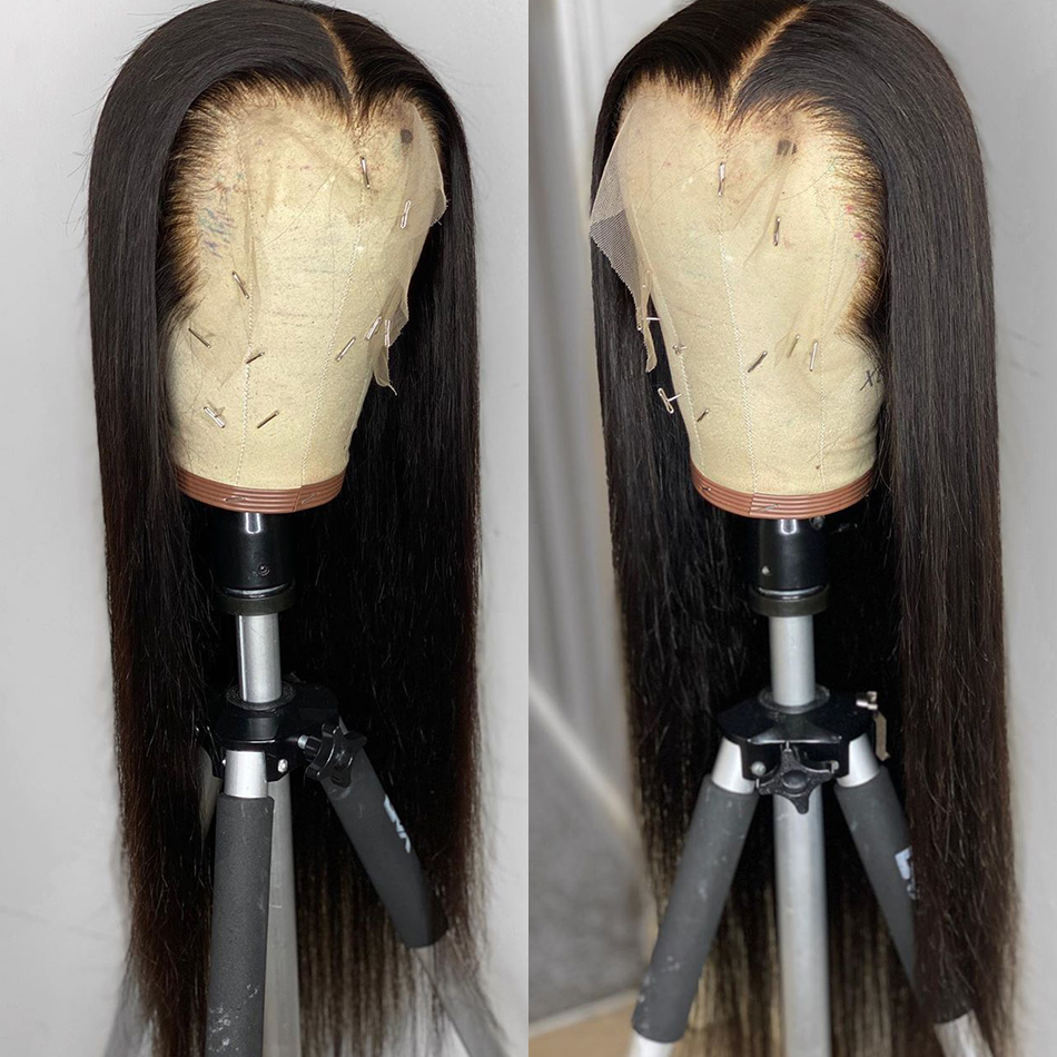 Lace Front Human Hair Wigs Straight Brazilian Natural Color Frontal Wig For Black Women