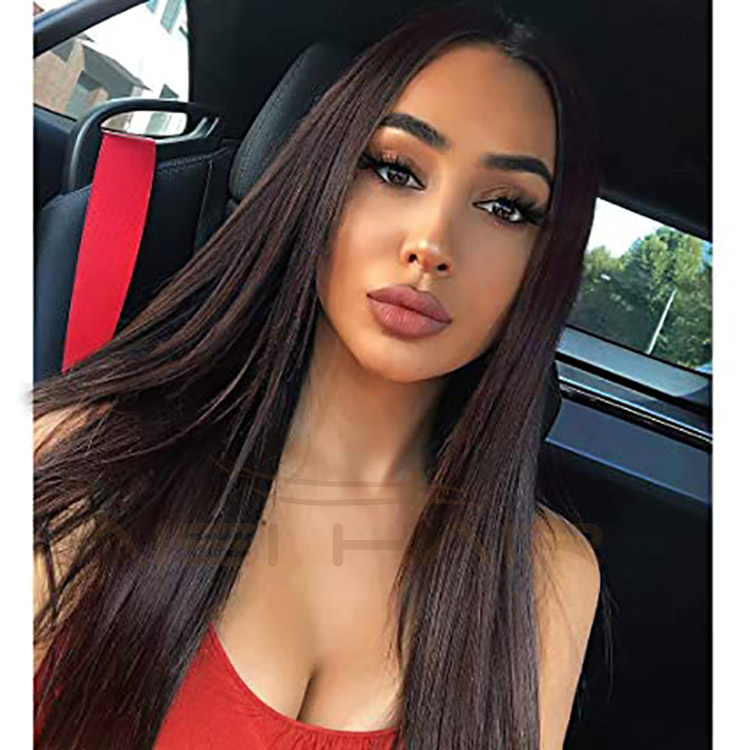 Aisi Hair Wholesale Cheap Vendor Silky Straight Lace Frontal Brown Synthetic Hair For Black Women Lace Front Wig