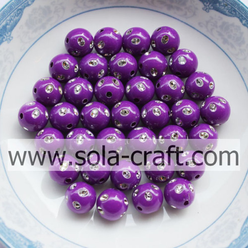 Hot Sale rougeâtre-violet couleur en plastique rondes perles diamantées 5 MM