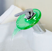 kitchen led brass glass waterfall faucet