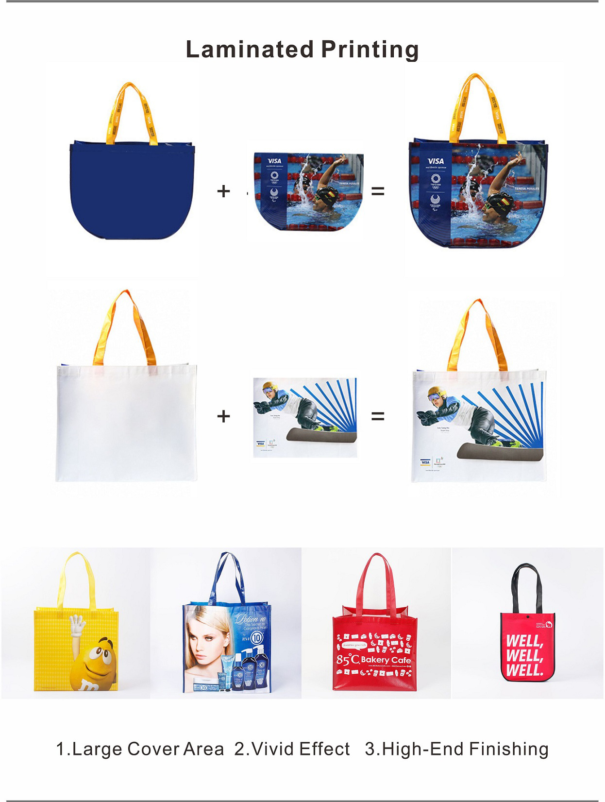 Promotional boutique custom eco friendly laminated tote shopping non woven bag with logo printing