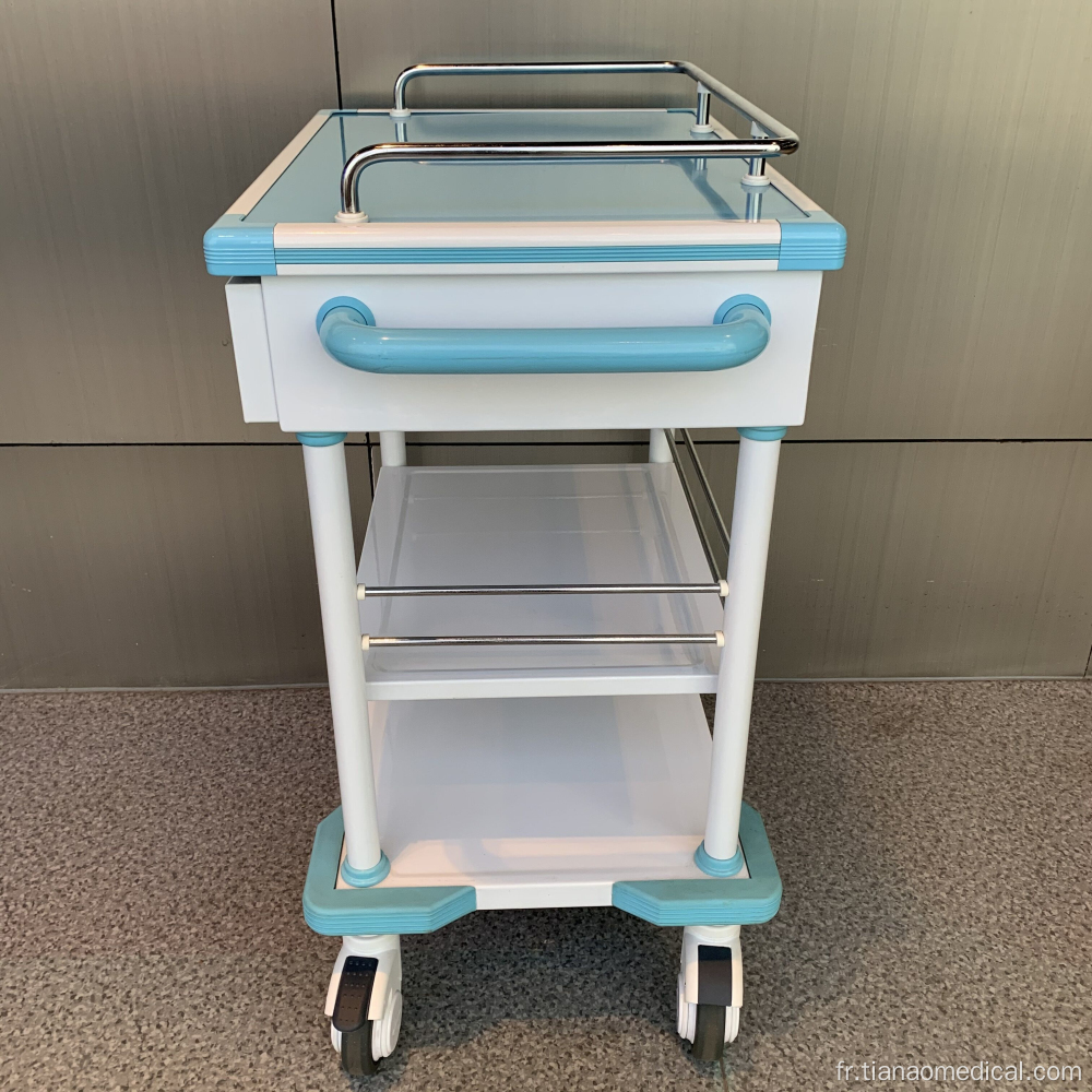 Chariot IV en acier à 2 tiroirs en marbre artificiel pour hôpital