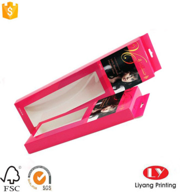 Hanging box with window for hair packaging