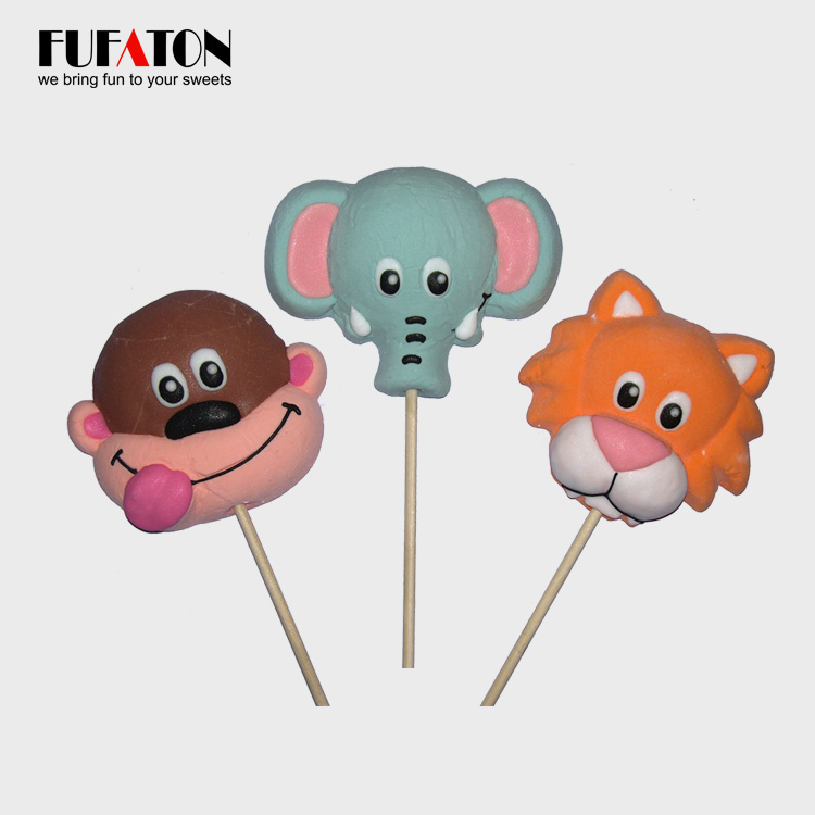 Hot Sell Handmade Deco Tiger Shaped Candy Lollipops With Plastic