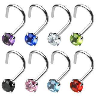 Nose Screw Stainless Steel Prong Set CZ