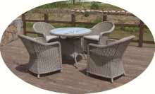 Outdoor Round Table and Rattan Chairs Set