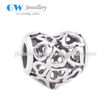 Hot Sale Hollow Heart Sterling Silver Charm Magnetic Charm Bracelets