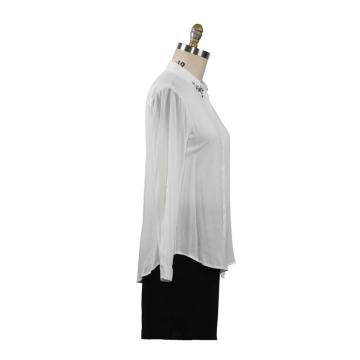 Women Tops Challis Ladies Blouse  With Beads