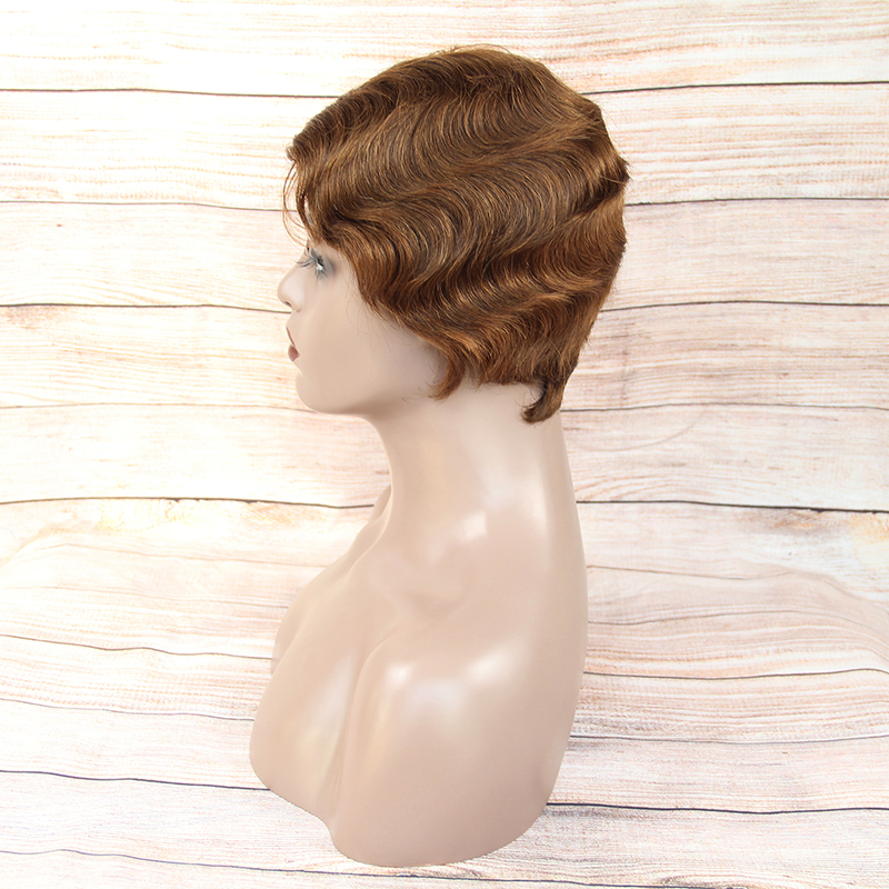 cheap price short retro human hair sewing machine wig for black women, 100% human hair wig sewing machine made wholesale